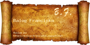 Balog Franciska névjegykártya